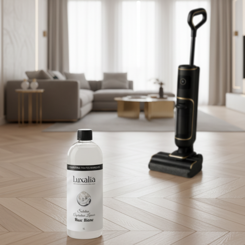 Solution Aspirateur Laveur Musc Blanc - Compatible toutes marques - LUXALIA