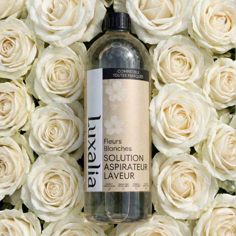 Solution Aspirateur Laveur Fleurs Blanches - Compatible toutes marques - LUXALIA